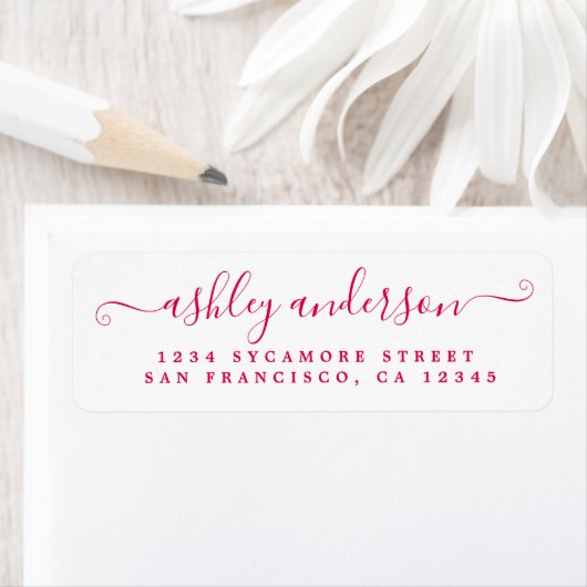 Chic Script Red Ink Name Rücksendeadresse (Insitu)
