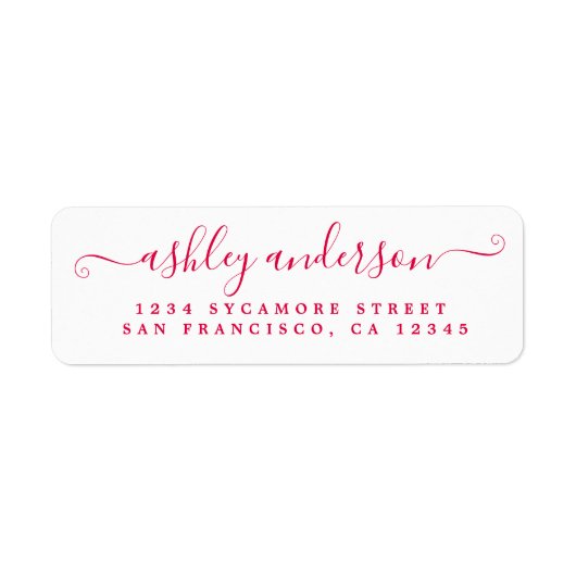 Chic Script Red Ink Name Rücksendeadresse (Vorne)