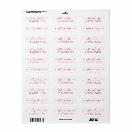 Chic Script Red Ink Name Rücksendeadresse (Vorne)