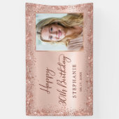 Chic Script Rose Gold Glitzer Foto 30. Geburtstag Banner (Vertikal)