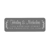 Chic Script Rustic Foliage Wedding Rücksendeadress (Vorne)