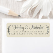 Chic Script Rustic Foliage Wedding Rücksendeadress (Insitu)