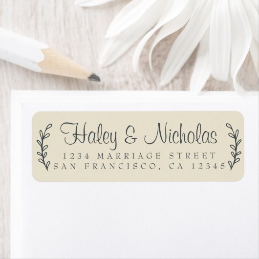 Chic Script Rustic Foliage Wedding Rücksendeadress (Insitu)