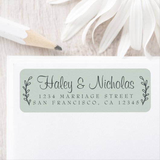 Chic Script Rustic Foliage Wedding Rücksendeadress (Insitu)