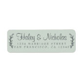 Chic Script Rustic Foliage Wedding Rücksendeadress (Vorne)