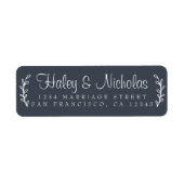 Chic Script Rustic Foliage Wedding Rücksendeadress (Vorne)