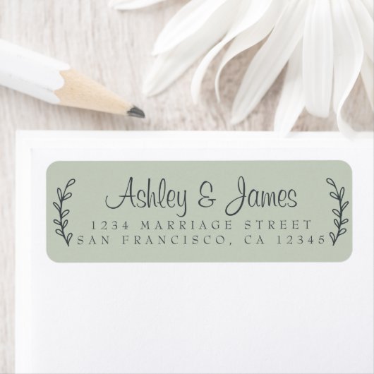 Chic Script Rustic Foliage Wedding Rücksendeadress (Insitu)