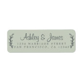 Chic Script Rustic Foliage Wedding Rücksendeadress (Vorne)