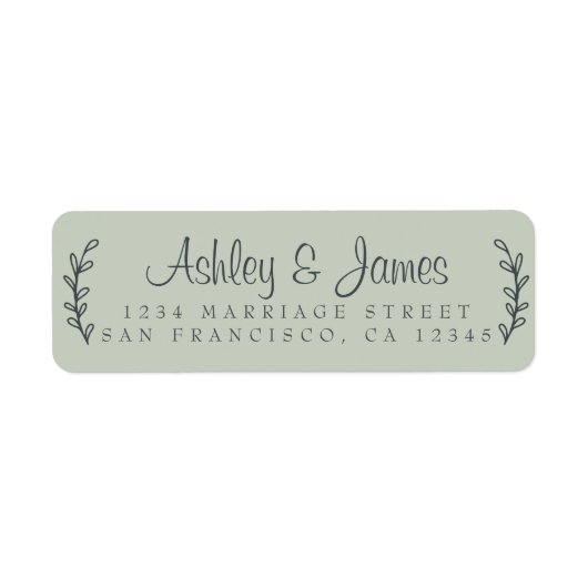 Chic Script Rustic Foliage Wedding Rücksendeadress (Vorne)