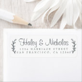 Chic Script Rustic Foliage Wedding Rücksendeadress (Insitu)