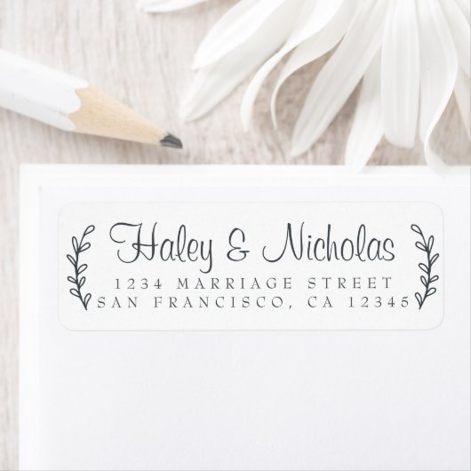 Chic Script Rustic Foliage Wedding Rücksendeadress (Insitu)