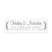 Chic Script Rustic Foliage Wedding Rücksendeadress (Vorne)