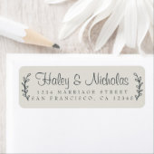 Chic Script Rustic Foliage Wedding Rücksendeadress (Insitu)