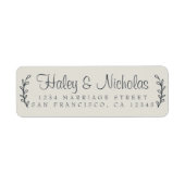 Chic Script Rustic Foliage Wedding Rücksendeadress (Vorne)