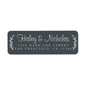Chic Script Rustic Foliage Wedding Rücksendeadress (Vorne)