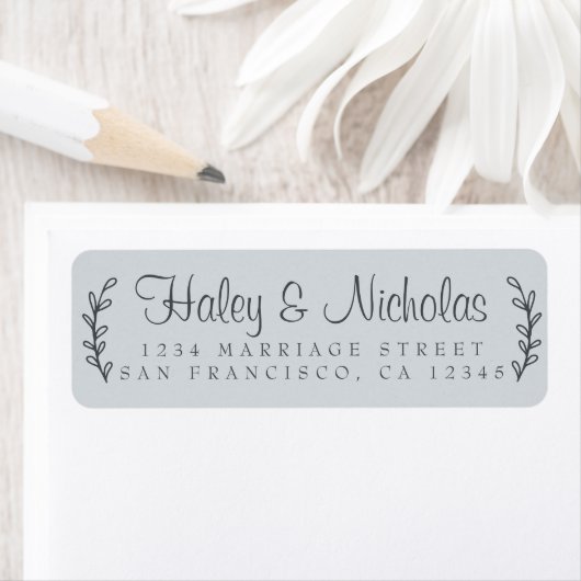 Chic Script Rustic Foliage Wedding Rücksendeadress (Insitu)