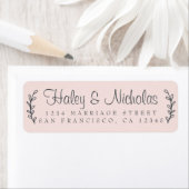 Chic Script Rustic Foliage Wedding Rücksendeadress (Insitu)