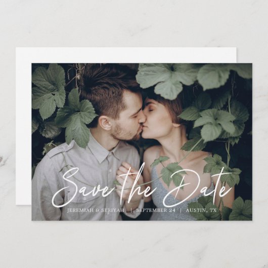 Chic Script Save the Date Foto (Vorne/Hinten)