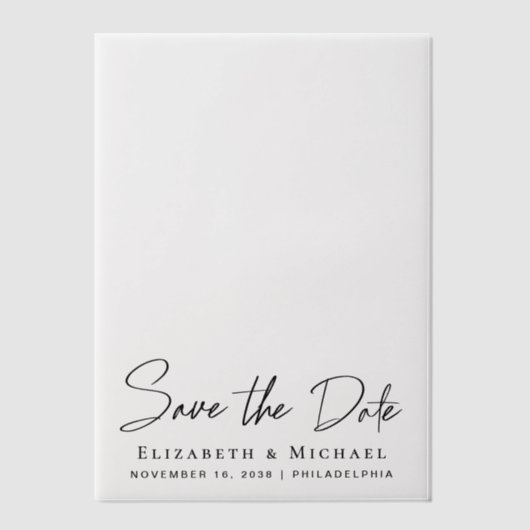 Chic Script Save the Date Vellum Overlay Pergament Einladungen (Vorderseite)