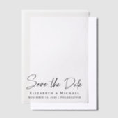 Chic Script Save the Date Vellum Overlay Pergament Einladungen (Versetzt)