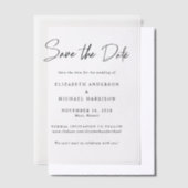 Chic Script Save the Date Vellum Overlay Pergament Einladungen (Versetzt)