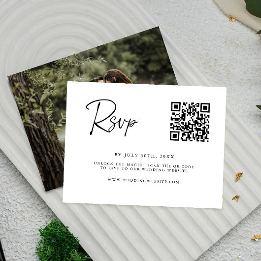 Chic Script Scan zur RSVP-Hochzeitskarte Save The Date