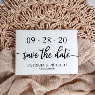 Chic Script Schwarz und Weiß Hochzeit speichern da Einladung