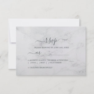 Chic Script Schwarz-weiß Minimal Wedding RSVP Karte