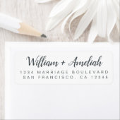 Chic Script Schwarz-weiß Wedding Rücksendeadresse (Insitu)