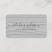 Chic Script Signature Schwarz und Grau Imitate Woo Visitenkarte (Vorderseite)