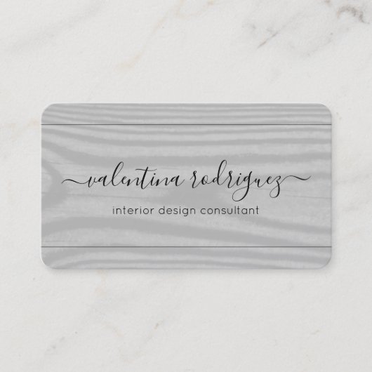 Chic Script Signature Schwarz und Grau Imitate Woo Visitenkarte (Vorderseite)