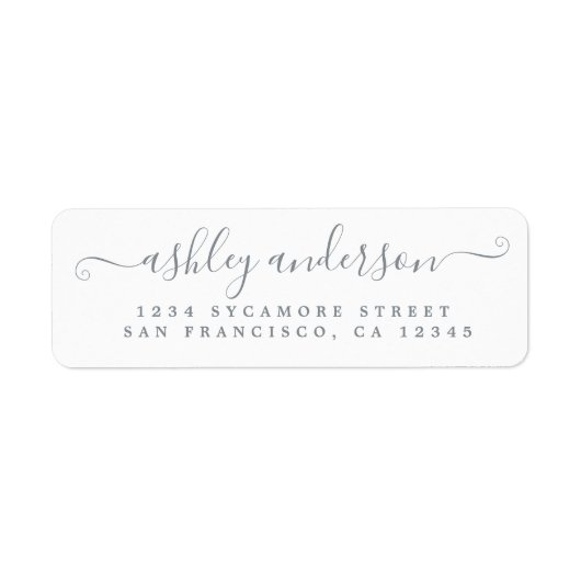 Chic Script Silver Tinte Rücksendeadresse (Vorne)
