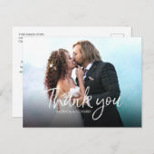 Chic Script Simple elegante Hochzeit Danke Foto Postkarte (Vorne/Hinten)