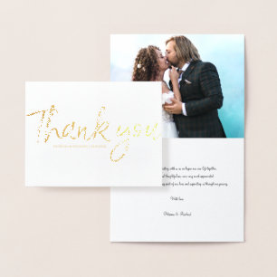 Chic Script Simple Wedding Danke Foto Foil Folienkarte
