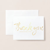 Chic Script Simple Wedding Danke Foto Foil Folienkarte (Vorderseite mit Umschlag)