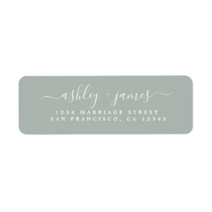 Chic Script Storm Gray Wedding Rücksendeadresse