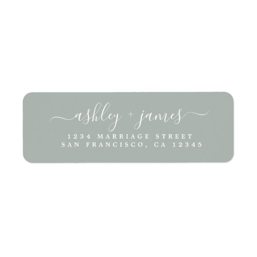 Chic Script Storm Gray Wedding Rücksendeadresse (Vorne)