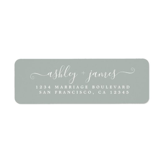 Chic Script Storm Gray Wedding Rücksendeadresse (Vorne)