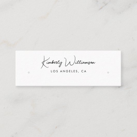 Chic Script Stud Hoop Earring Display Card Mini Visitenkarte (Vorderseite)
