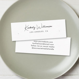 Chic Script Stud Hoop Earring Display Card Mini Visitenkarte