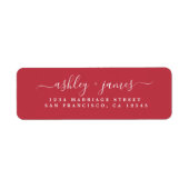 Chic Script True Red Wedding Rücksendeadresse (Vorne)
