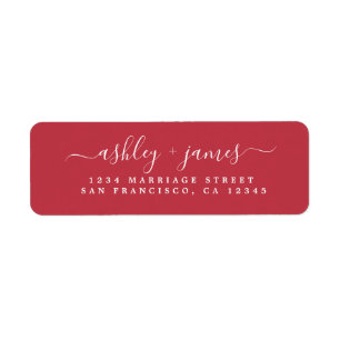Chic Script True Red Wedding Rücksendeadresse