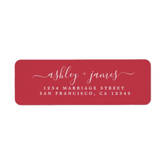 Chic Script True Red Wedding Rücksendeadresse (Vorne)
