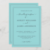 Chic Script Türkise Blue Wedding Einladung (Vorne/Hinten)