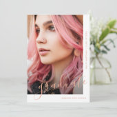 Chic Script Two Foto Abschluss Einladung (Stehend Vorderseite)