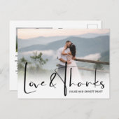 Chic Script Two Foto Wedding Vielen Dank Postkarte (Vorne/Hinten)