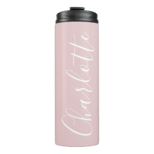 Chic Script Typografie Personalisiert Girly Pink Thermosbecher