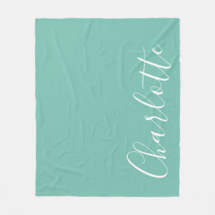 Chic Script Typografie Personalisiert Moderne Aqua Fleecedecke