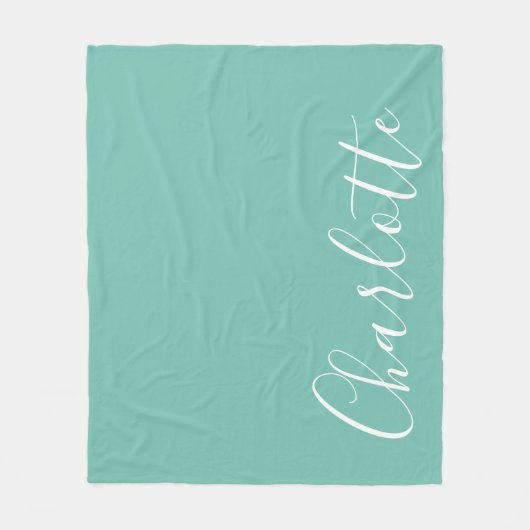 Chic Script Typografie Personalisiert Moderne Aqua Fleecedecke (Vorderseite)