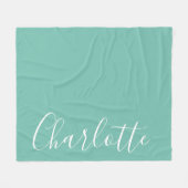 Chic Script Typografie Personalisiert Moderne Aqua Fleecedecke (Vorderseite (Horizontal))
